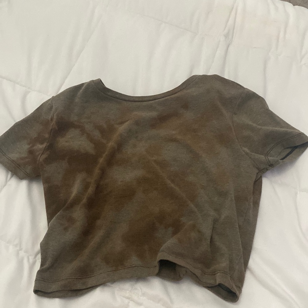 Wild Fable Cropped Tee Green/ Brown tie dye medium